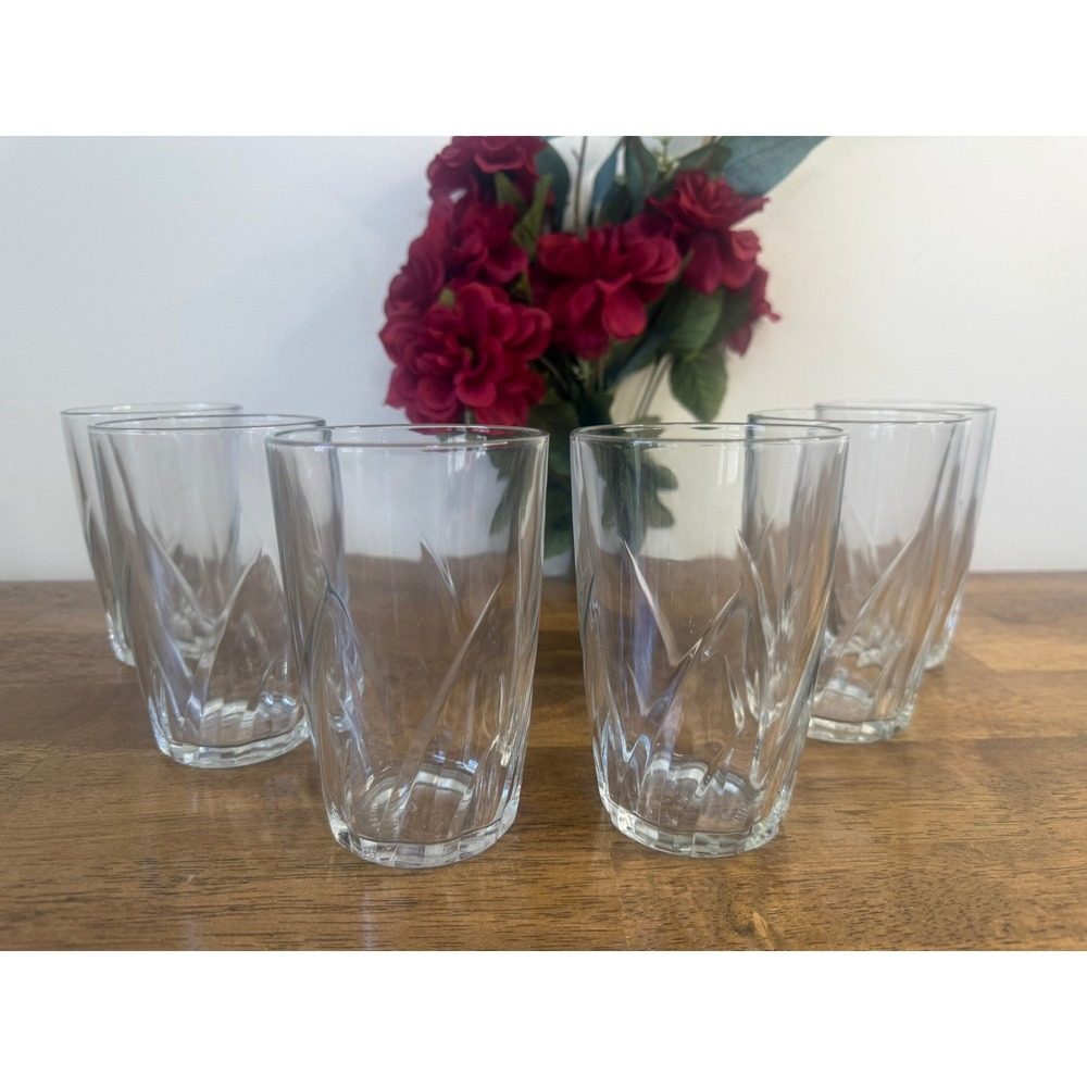 Vintage Vetravir Italy Clear Swirl Highball Glasses Set of 6 Heavy Tumblers Bar